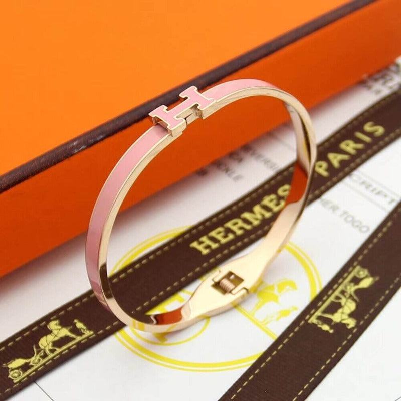 HB49 high quality 316L steel bracelet for women 18K gold plated jewelry H bangle