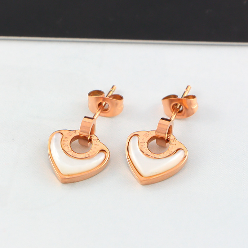 BVE4 heart-shaped titanium steel earrings jewelry