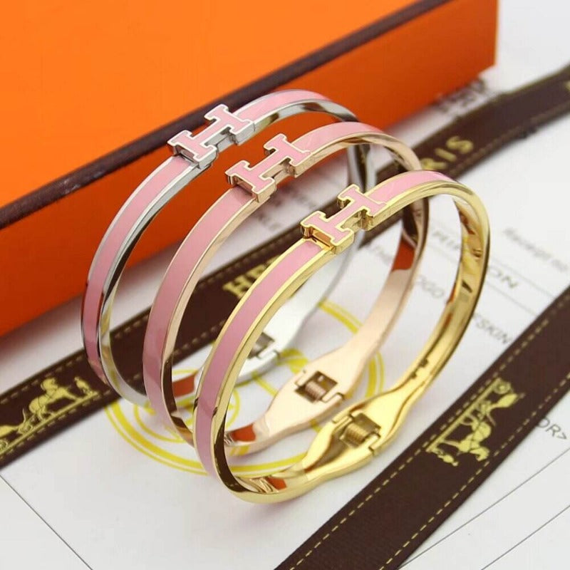 HB49 high quality 316L steel bracelet for women 18K gold plated jewelry H bangle