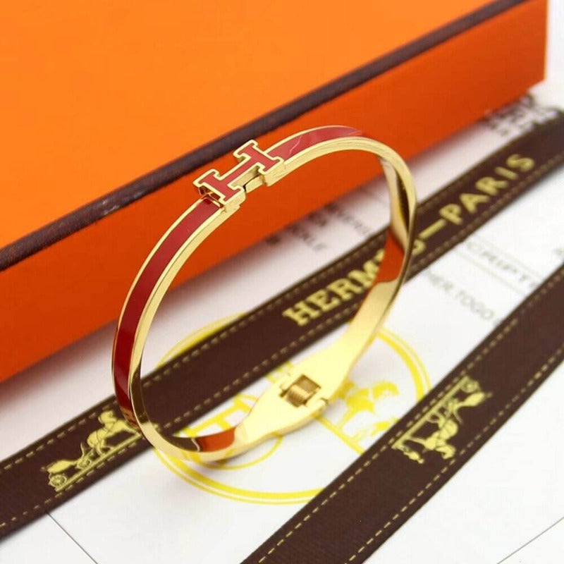 HB49 high quality 316L steel bracelet for women 18K gold plated jewelry H bangle