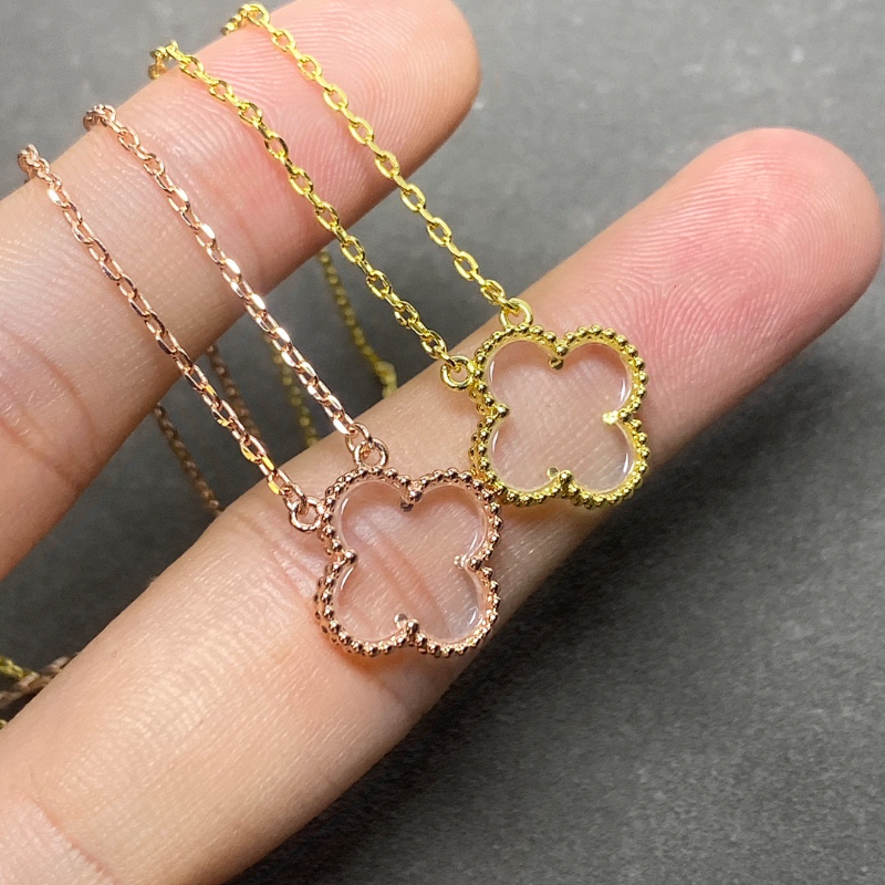 VAN51  Women's New Product White Crystal Single Flower Necklace Jewelry