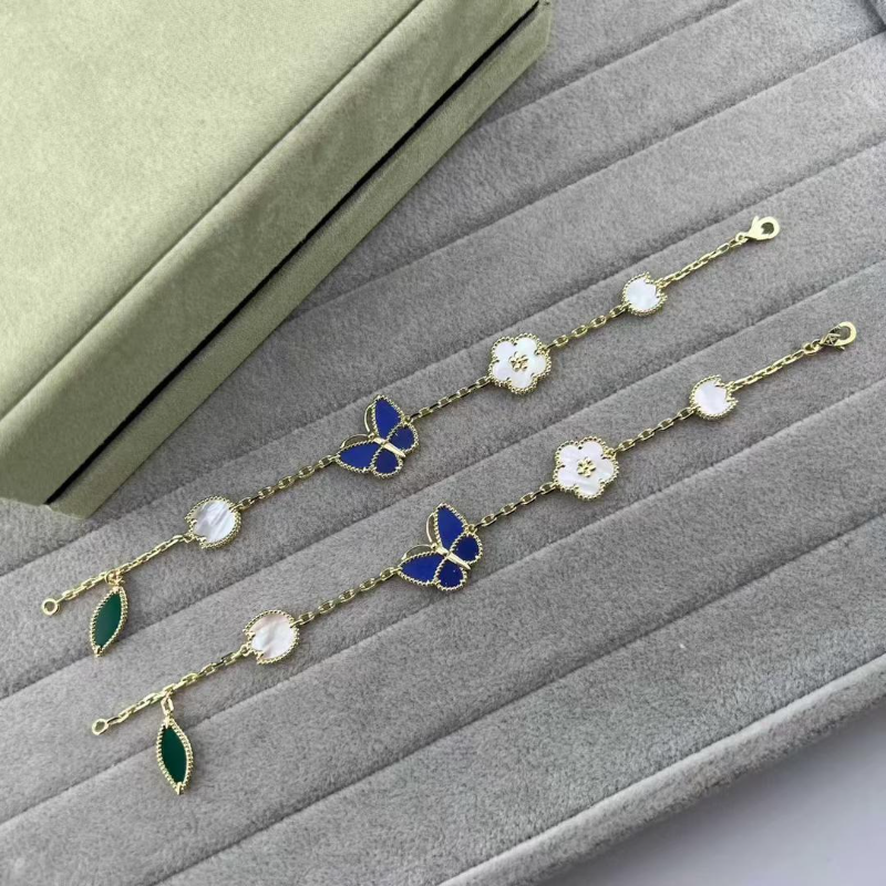 VAB101 Butterfly bracelet, high-end flower and green leaf necklace jewelry ring