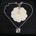 CHN103  Women's New Fashion Pearl Double C Earnail Necklace Set Jewelry