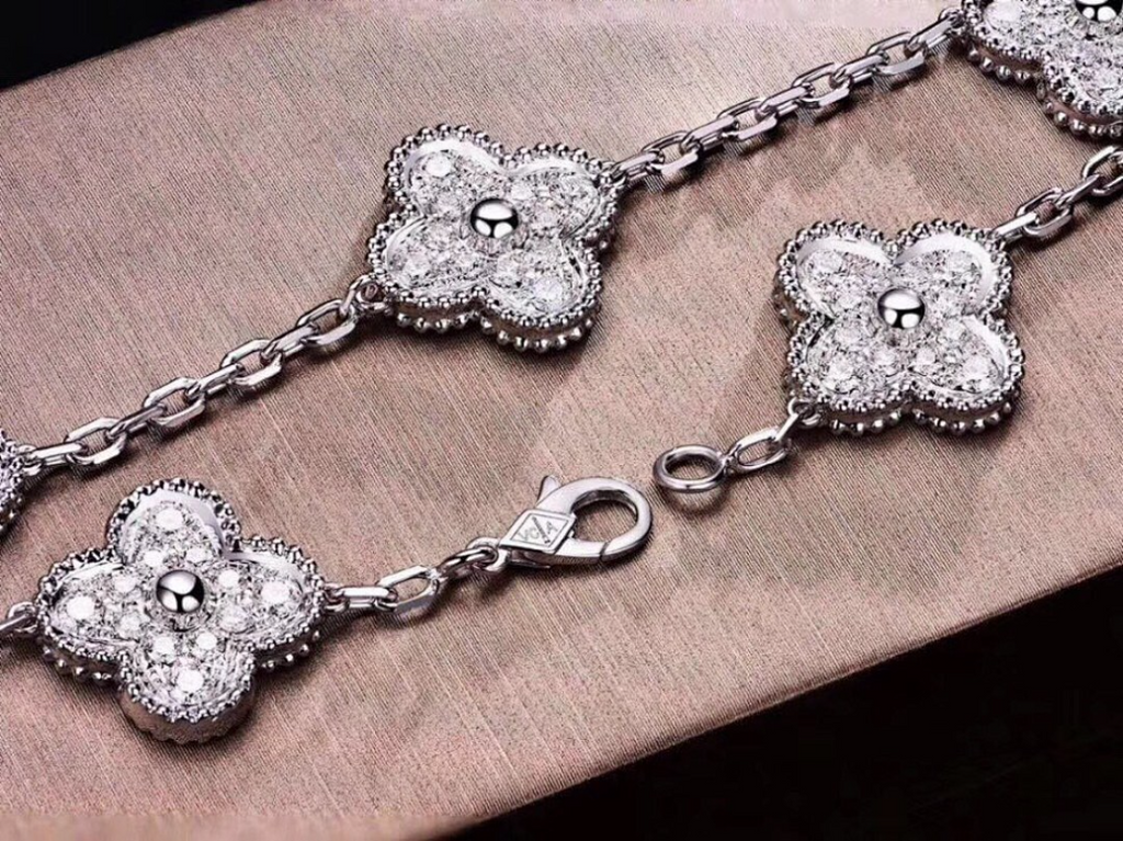 VAB56  Women's mini full diamond five flower bracelet jewelry