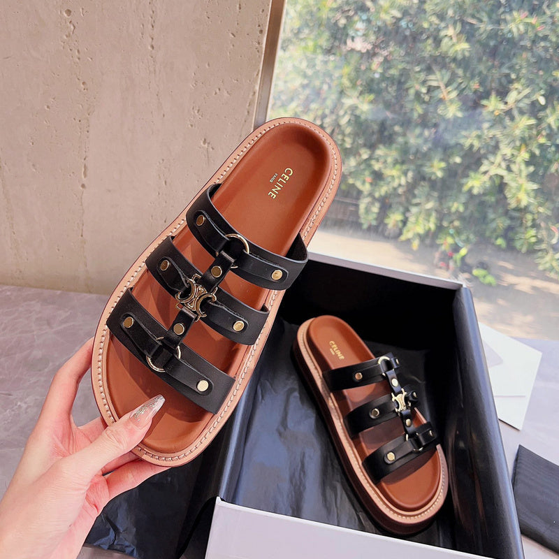 MBCS13 Leather Slippers Size 35-42 Shoes with Box