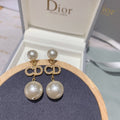 DE132  Classic Pearl Letter Stud Earrings  Jewelry