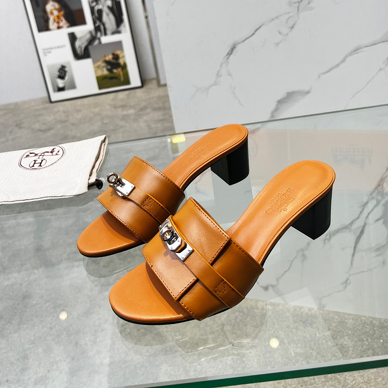 OHS1 Women slipper Leather Sole Shoes 35-41 with box