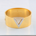 LVB123 Wide Version V Letter, Titanium Steel Bracelet, Women's Jewelry