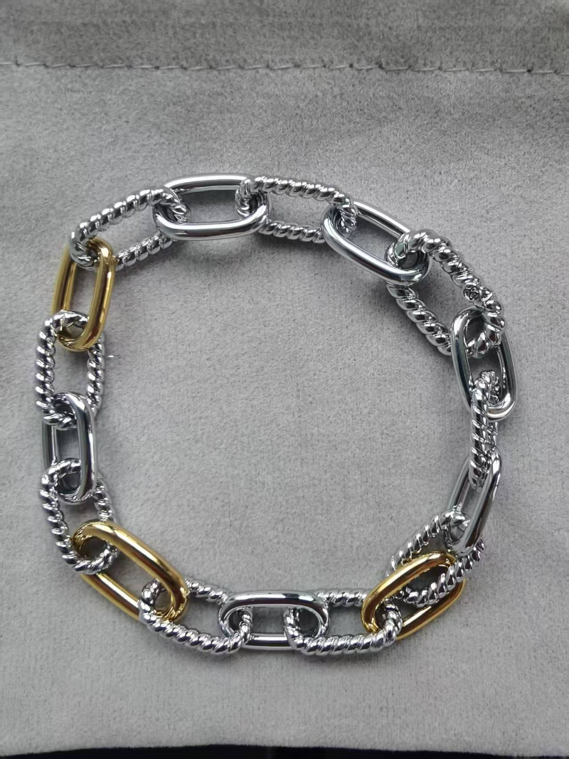 DY DB82 color blocked chain bracelet, popular  twisted wire copper gold-plated bracelet jewelry