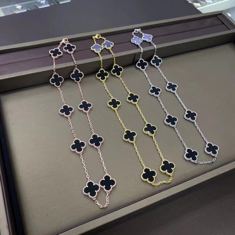 VAN100 High Version Clover Ten Flower Necklace Thick Plated 18K Necklace Jewelry