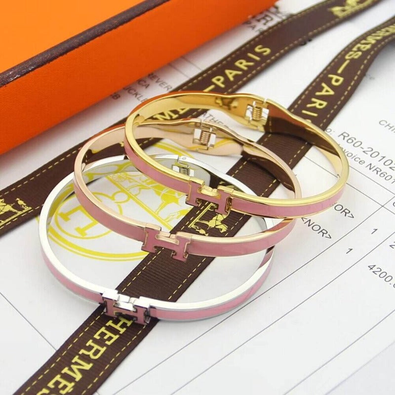 HB49 high quality 316L steel bracelet for women 18K gold plated jewelry H bangle