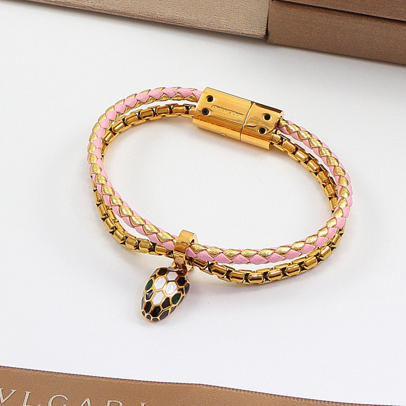 BVB41 Serpenti Forever series leather snake head bracelet jewelry for women
